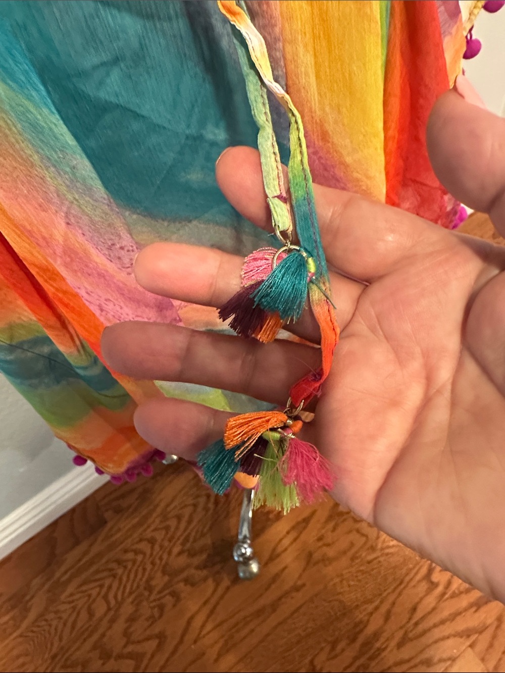 Bleu Rod Beattie Sz 2X Multicolor Rainbow Pom-Pom Swim Coverup - Picture 6 of 10